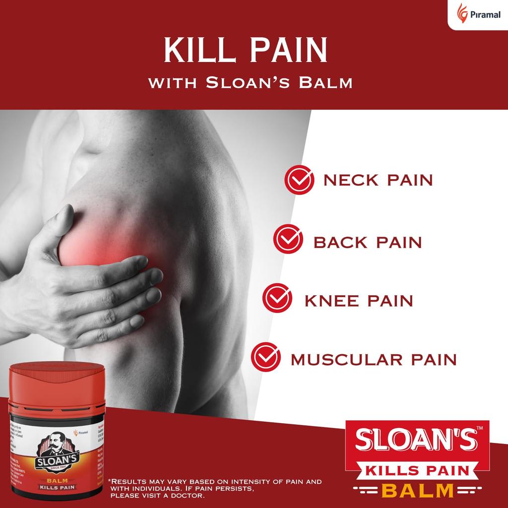 Sloan's Balm 20gm X 3 Pack | Herbal Pain Relief for Joint Neck Back Muscle Ache | Fast Absorbing Heat Action