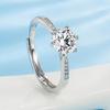 Six-claw 1 Carat Imitation Moissanite Ring for Women Simple Light Luxury Zircon Open Ring Accessories