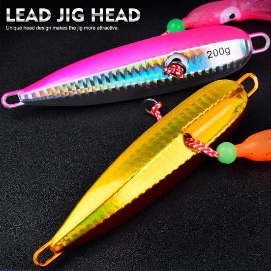 15CM/5.91G Luminous Squid Jig Hook Slow Shaking Glow-in-the-dark Squid Skirt Lure with Weight Sinker Deep Sea Trolling Fishing Bait
