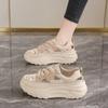 Winter Mesh Shoes Women's Breathable Thin 2024 New Thick-soled Dad Shoes Student Mesh Sneakers Heightening Little White Shoes
