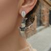 Stainless steel swallow-shaped earrings, 18K gold zircon leaf drop earrings for women, unique design and personalized earrings