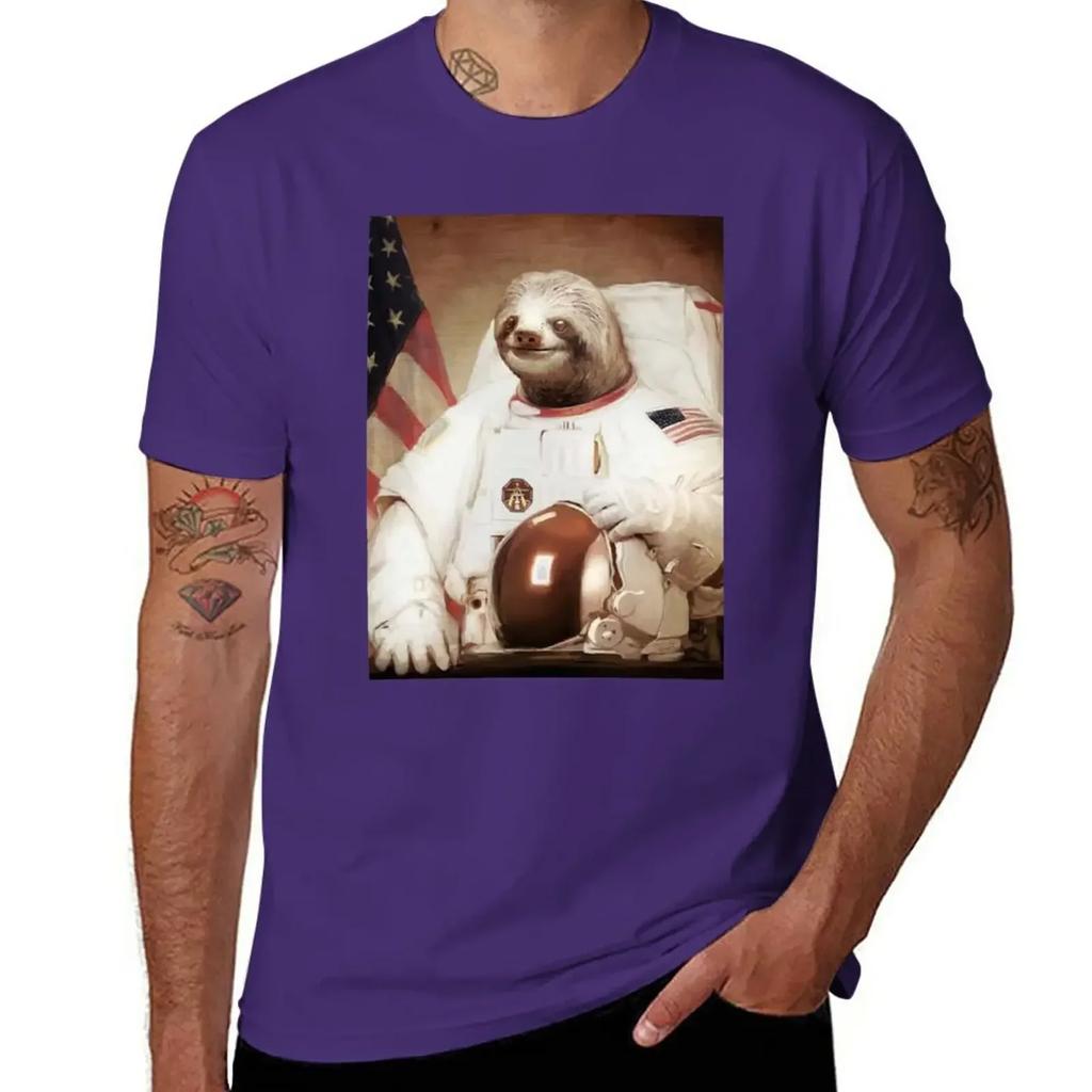 Spaceman Sloth Astronaut T-Shirt aesthetic clothes Blouse plus size tops fitted t shirts for men