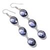 Natural Amethyst Gemstone Handmade 925 Sterling Silver Earring 2.99" W3o19