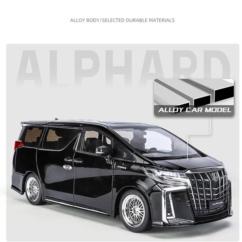 Новая 1/18 Toyota Alphard MPV Модель автомобиля из сплава Литая металлическая игрушка Коммерческие автомобили Модель автомобиля Звук и свет Симуляция Подарок для детей