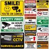 24-hour Video Surveillance Metal Sign Plaque Security Warning Decorative Plates For Outdoors Man Cave Hotel Home Wall Decor