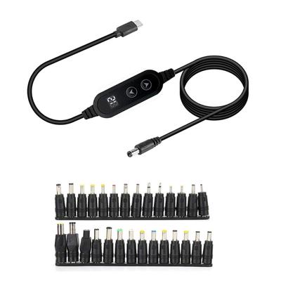 Кабель питания Type C — DC5525 5,5x2,5 мм PD100 Вт, 28 сменных наконечников, PD5V-20V (опционально) для различных электронных устройств.