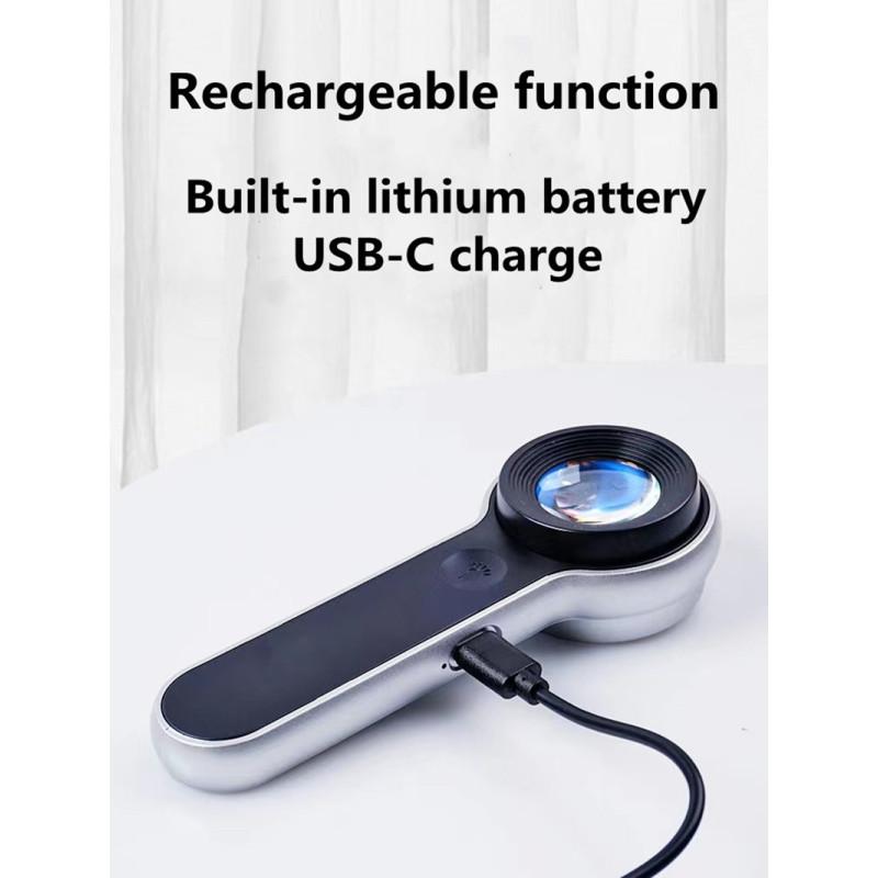60-кратная лупа со светодиодной подсветкой, регулируемая перезаряжаемая HD-лупа высокой мощности
