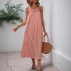 Women's Summer Halter Dress Bow Striped Loose Dress