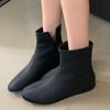Retro Fashion Boots Women's 2025 Winter New Square Head Thick Heel Suede Korean Small Ankle Boots Thin Short Boots Women