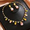 French retro elegant dinner necklace earrings two-piece set bride wedding dress evening gown versatile accessories