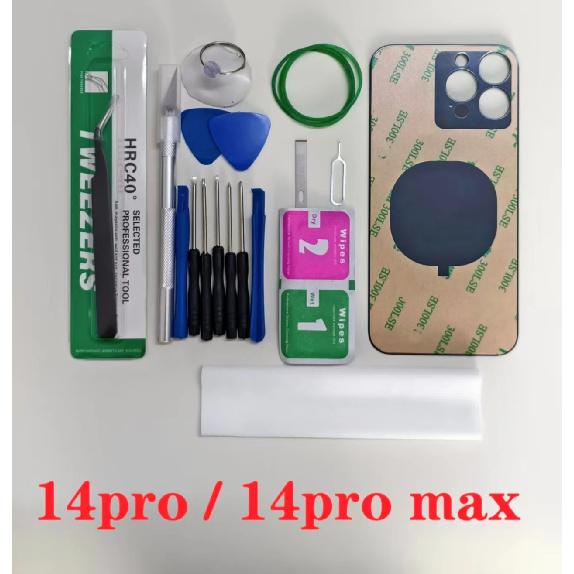 Заднее стекло для iPhone 14 Pro Max Панель Крышка аккумулятора Большое отверстие Камера Заднее стекло Запасные части для ремонта для iPhone 14 Pro Max С набором инструментов