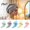 Super Absorbent Hair Drying Cap Coral Fleece Towel Wrap with Button, Thick Quick Dry Microfiber Turban, for Long Odor Free