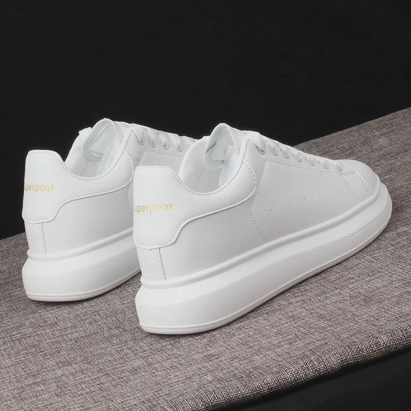 Superpoat Unisex White Shoes with Inner Lift, Casual Women's Platform Shoes, Men's Athletic Couple's Sneakers