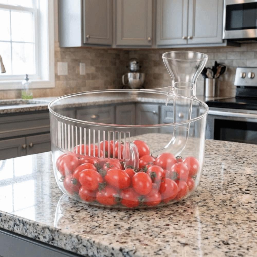 Transparent Automatic Washer Bowl Fast Draining Fruit Wash Basket Berries Washer  Picnics