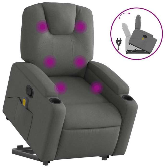 VidaXL Reclining Massage Armchair Dark Grey Fabric 3204381
