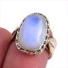 Natural Rainbow Moonstone Gemstone Two Tone 925 Sterling Silver Ring S.6.5 i9T13
