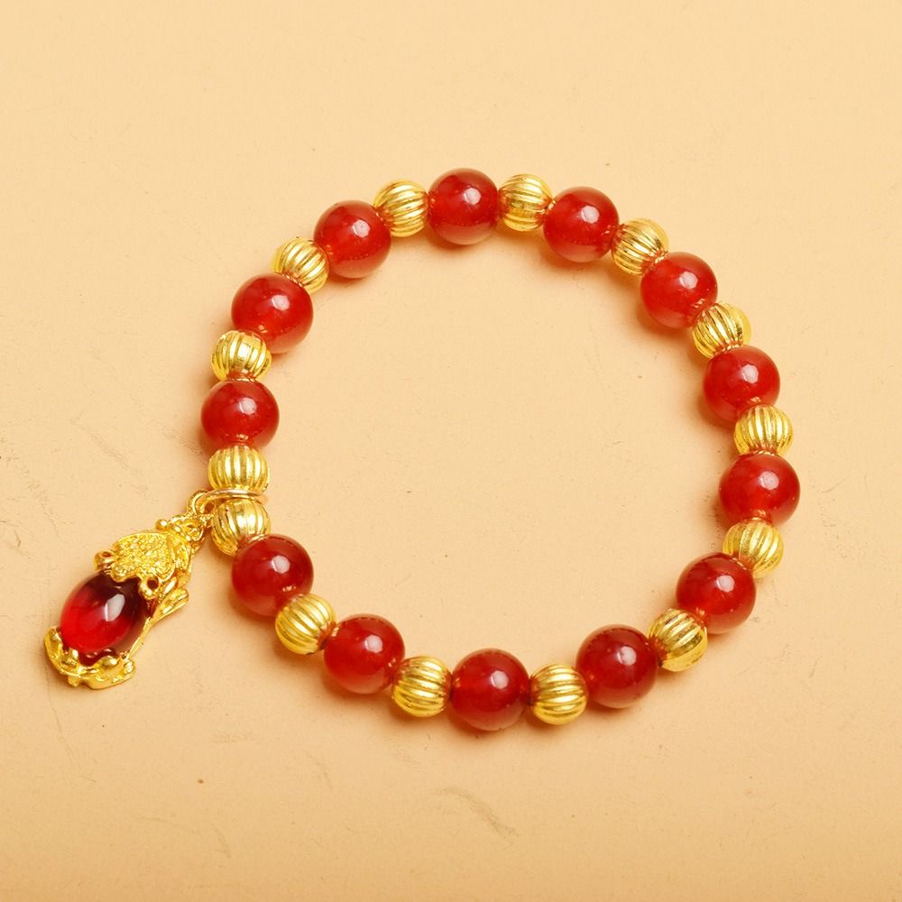 Винтажный браслет из имитации мраморного камня, нежные браслеты с бусинами, браслет с подвеской Пиксю, мужской, женский