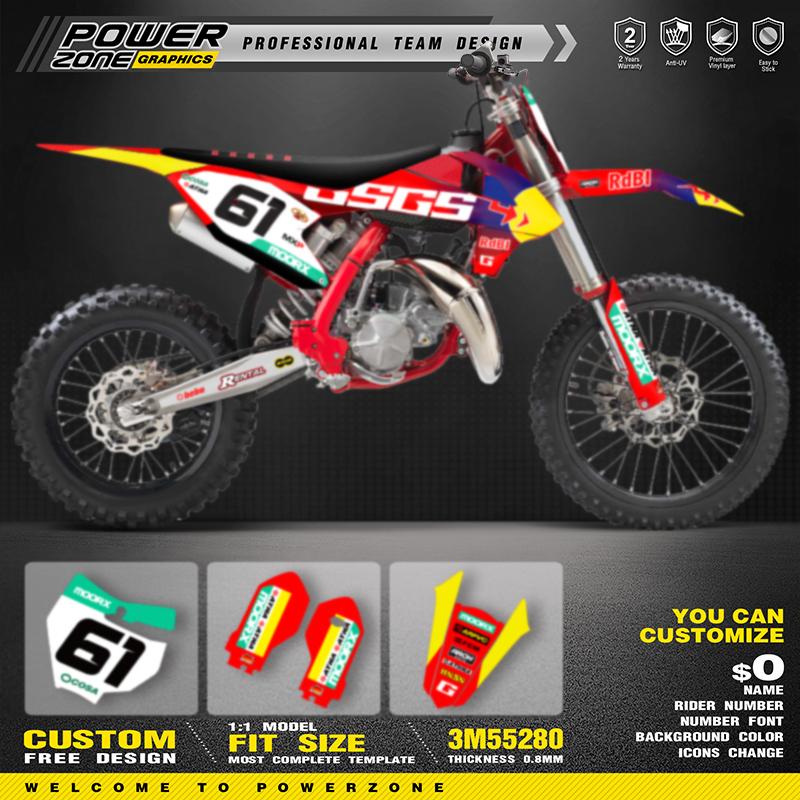 PowerZone Custom Team Graphics Backgrounds Decals Stickers Kit For GASGAS 85 MC 2021 2022 85cc