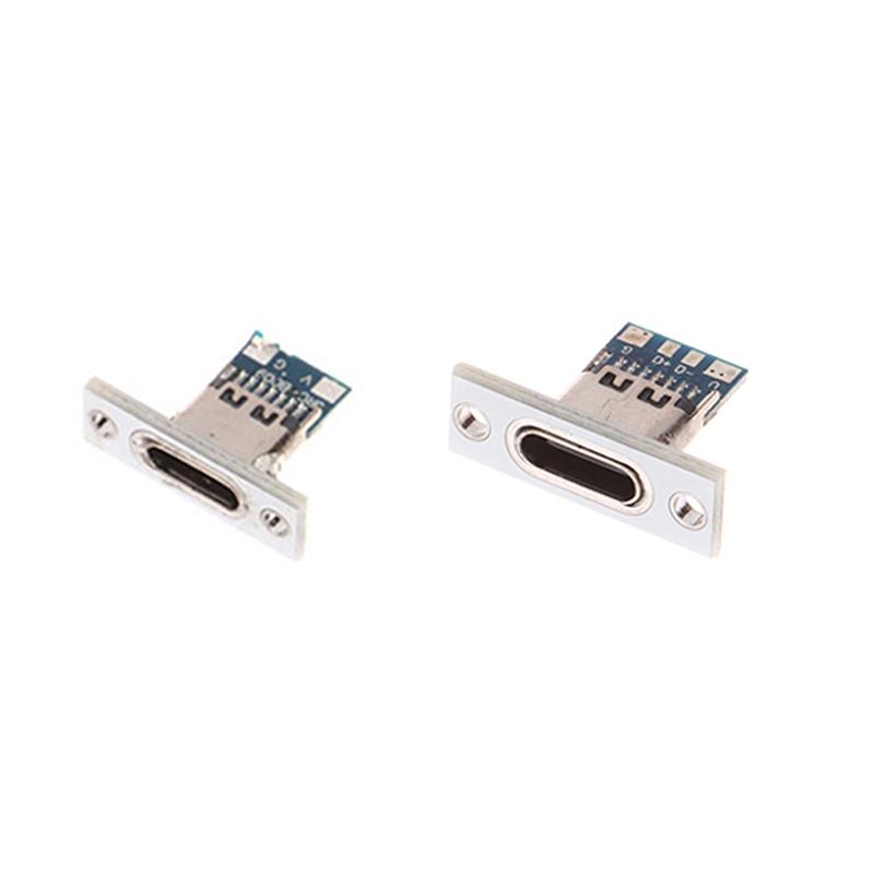 10Pcs Usb 3.1 Type C Socket Fixing Plate Type-C Usb Jack 3.1 Type-C 2Pin 4Pin Female Connector Jack Charging Port