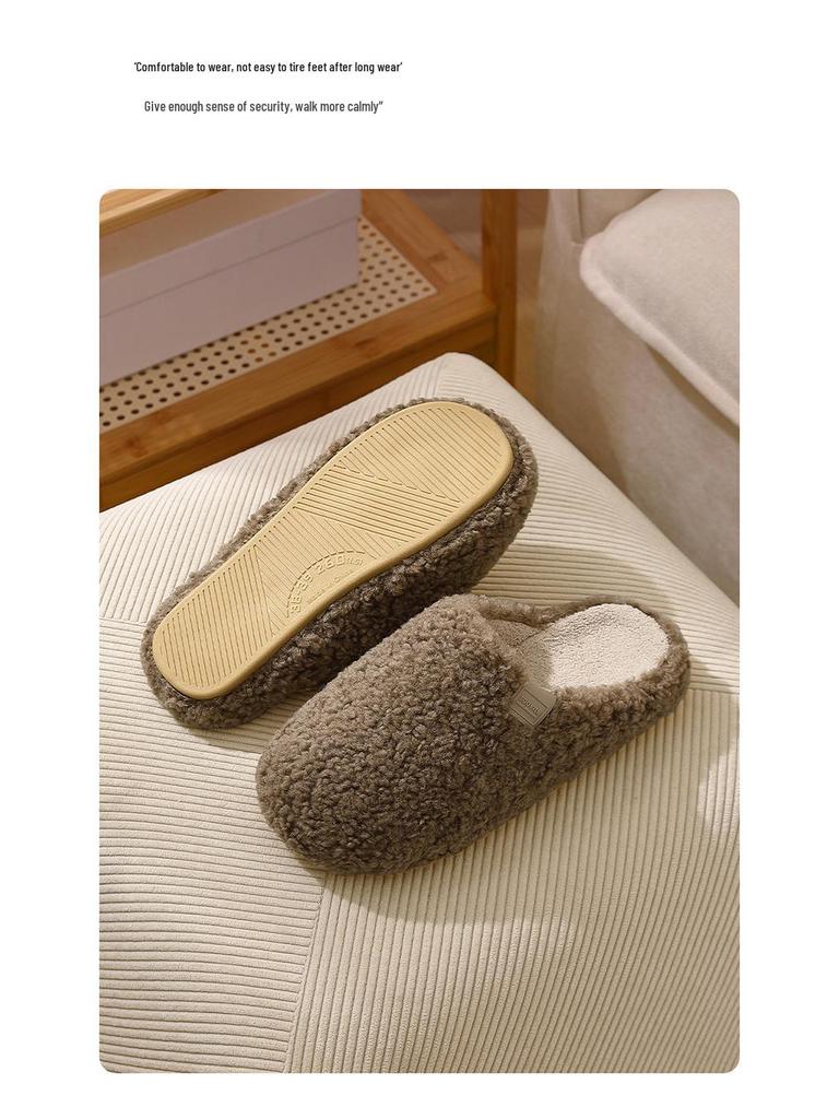 Women's & Men's Non-slip Breathable Cotton Fur Slippers for Winter & Autumn