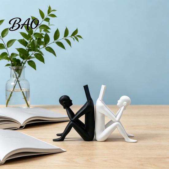 3D Printing Sculpture Printed Reading Man Statue, Abstract Book Head Sculpture, Practical Desk Accessory Creative Decor, Phone Holder for Home Office
