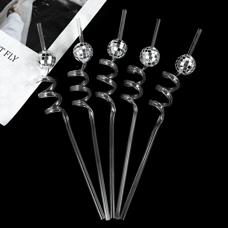 6pcs Mirror Disco Ball Straws 70s Disco Party Decoration Birthday Wedding Bachelorette Hen Party Supply Cocktail Drinking Straw