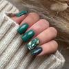 24 Pieces Small Fresh Green Manicure Sheet Gold Foil Leaves Black Glitter Retro Forest Wearing Armor
