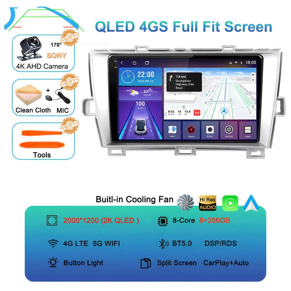 Android 14 для Toyota Prius XW30 30 2009-2015 GPS стерео автомобильное головное устройство QLED навигация без 2DIN автомобильного радио мультимедийный проигрыватель DVD