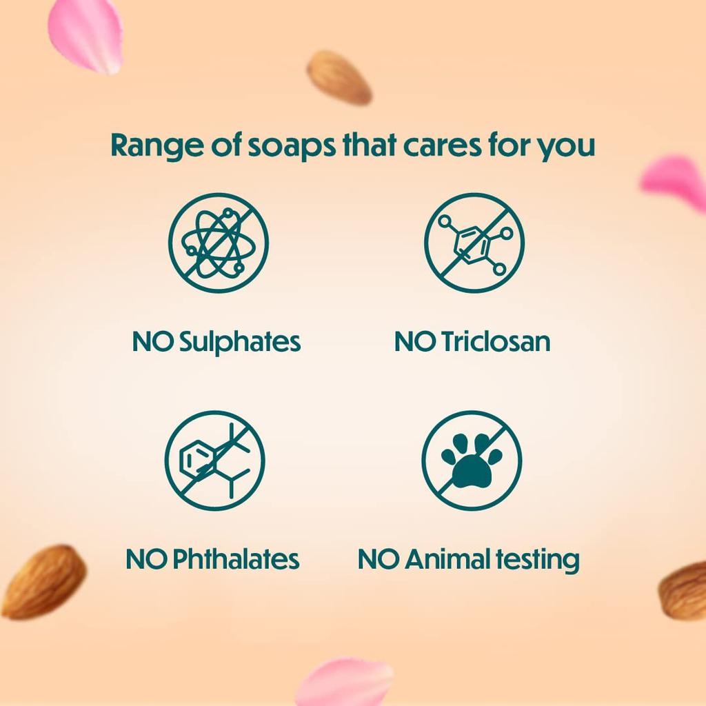 Himalaya Herbals Almond Rose Soap For Soft Skin 125g Pack Of 4 Moisturizing Body Cleanser For All Skin Types