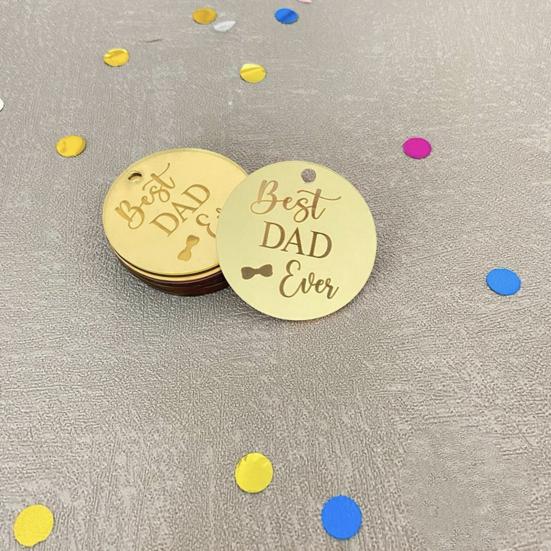 10 шт., топперы для торта с надписью «День отца», резные круглые буквы «С Днем отца», акриловые украшения для кексов, декор для вечеринки