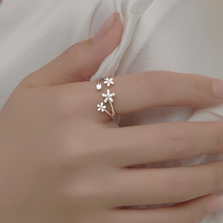 Кольцо с цветком ромашки, посеребренное 925 пробой, Свежий дизайн в лесном стиле, Идеальный подарок для девушки, Мизинец