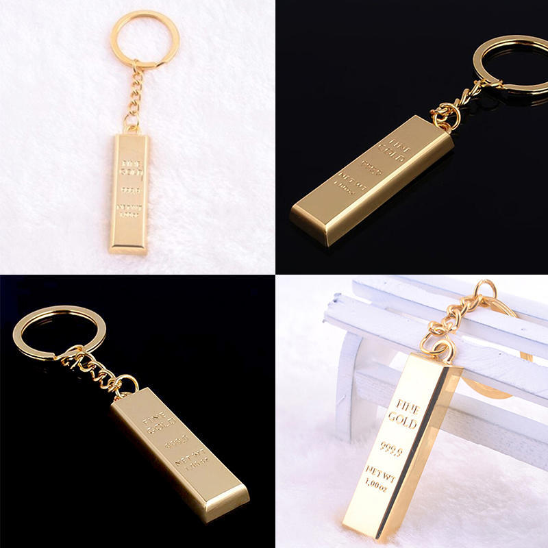 Fashion Metal Faux Gold Bar Ingot Bullion Keychain