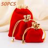 50PCS Red Velvet Drawstring Pocket Christmas Wedding Candy Jewlery Storage Bag Christmas Gift Packaging Storage Bag