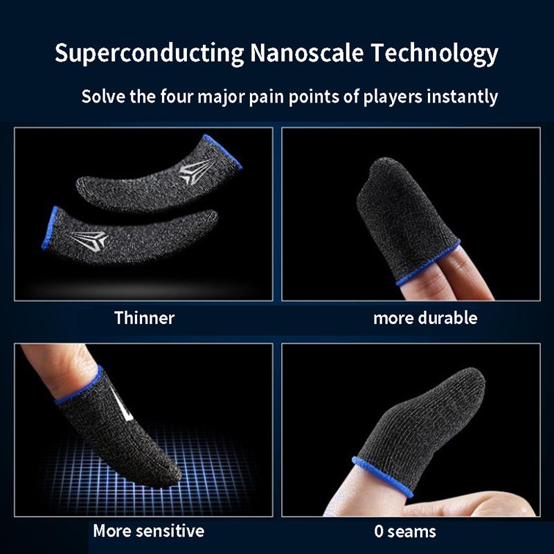 2Pcs Mobile Game Fingertip Gloves For Gamer Sweatproof Anti-Slip Touch Screen