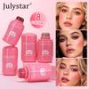 Julystar Карманный стик-румяна 8 цветов Стойкие кремовые румяна для щек и губ Портативный бальзам для макияжа с натуральным сиянием