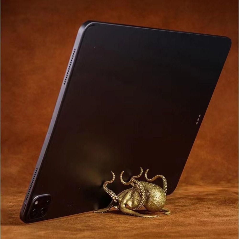 Figurines Statue Octopus Mobile Phone Holder DIY Crafts Zinc Zinc Alloy Octopus Model Car Decoration