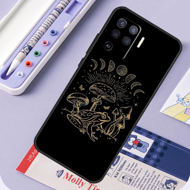 Коттеджкор Магический Гриб Лягушка Луна Чехол для Телефона Для OPPO A52 A72 A53S A94 A74 A54 A15 A16 A1K A5 A9 A31 A53 A83 A91 A93 Чехол