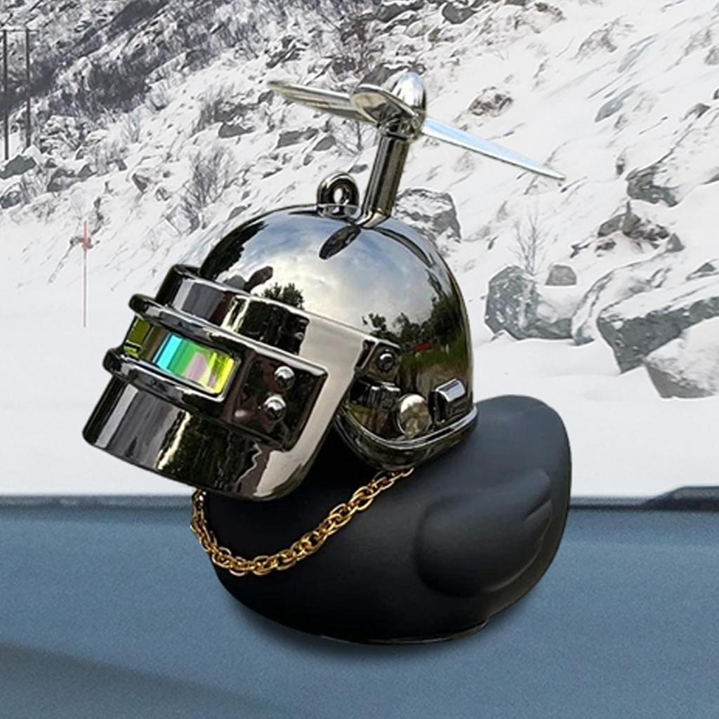 Маленький черный утенок со шлемом, пропеллером, украшения для интерьера автомобиля, утка на руль велосипеда, мотоцикла, самоката, черный утенок, декор для велосипеда