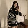Pullover Stripe Pullover Sweater Women Autumn and Winter New Loose Outwear Oversize Slouchy Top Medium Long Winter Sweater