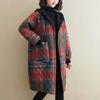 Winter Women's Clothing Hooded Padded Jacket Parka Fashion Plaid Mid-length Coat Jacket Keep Warm Loose Leisure