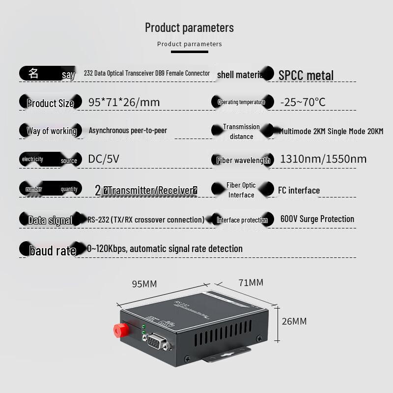 Industrial RS232 to Fiber Optic Data Converter