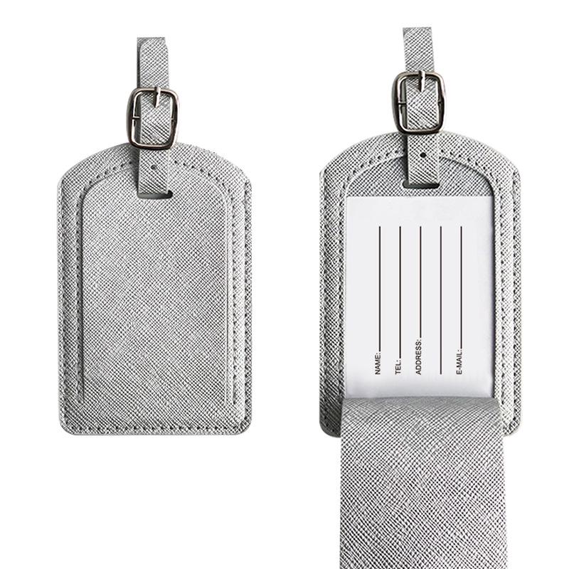 Бирка для багажа из искусственной кожи с разноцветным крестообразным узором и двухслойной окантовкой