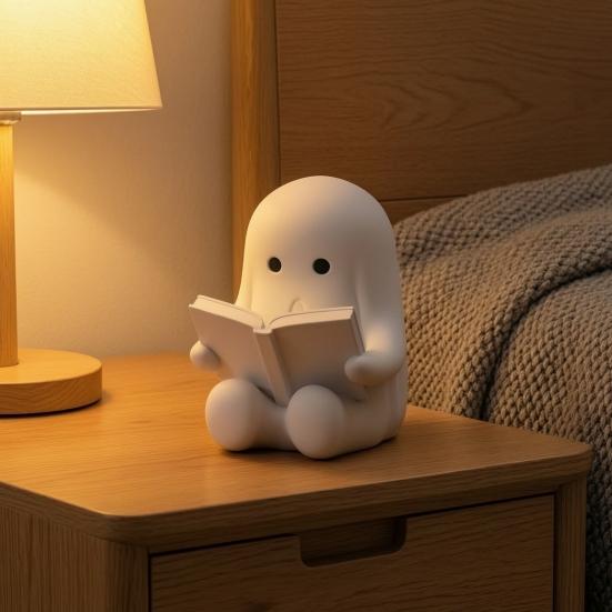 Фигурка Yousheng Ghost Reading Book, Милая мини-статуэтка призрака, сидящего, 3D-печать, для Хэллоуина, книжной полки, стола, интерьера дома