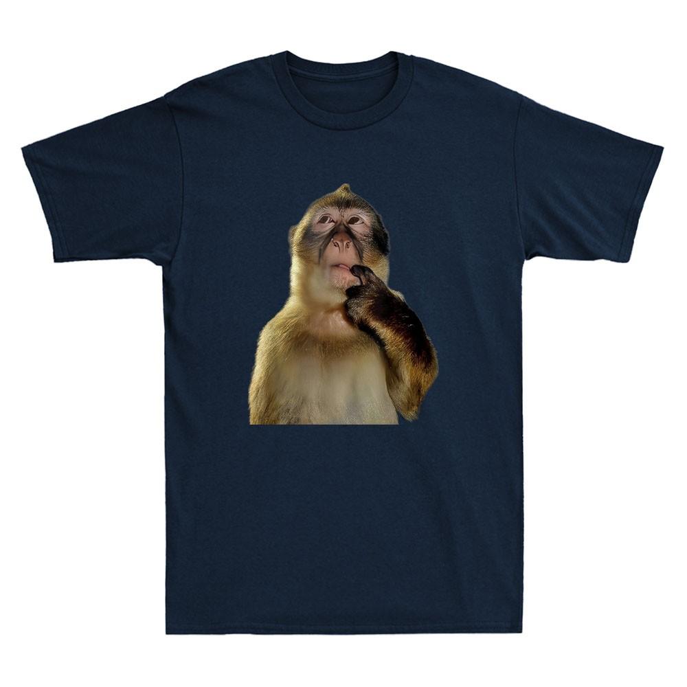 Thinking Monkey Funny Monkey Animal Meme Gift Novelty Unisexs Short Sleeve Tshirt