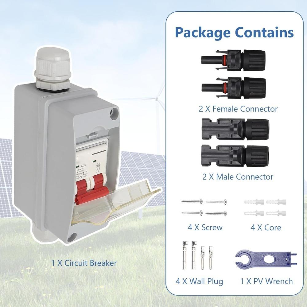 Metal Disconnect Switch 30 Amp Miniature Circuit Breaker Reliable PV Disconnect Switch Outdoor Use