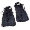Womens Y2K Girls Winter Furry Leg Warmer wtih Drawstring Harajuku Letter Label Furry Plush Flared Boot Cover Long Socks