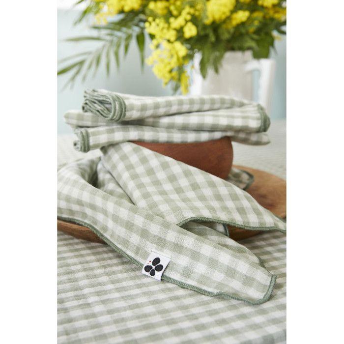 Lot de 3 serviettes de table "Vickie" 40 x 40 cm Tissé teint "Gaze de Coton"