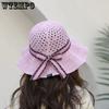 WTEMPO Hollow-out Printed Bow Women's Wide Brim Solid Color Sun Hats Elegant Casual Foldable Summer Outdoor Sunscreen Hats