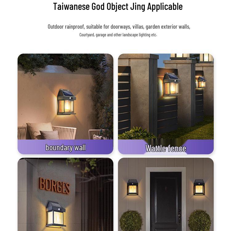 Солнечный уличный водонепроницаемый настенный светильник для двора, входа на виллу и садового патио