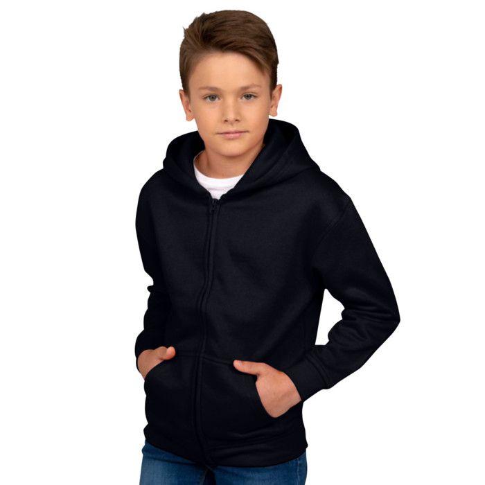 Children's Black Hooded Zip-up Jacket - - Black